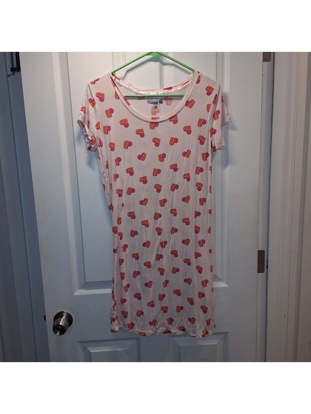 Daisy Fuentes Heart Pattern Short Sleeve Pajama Shirt Small